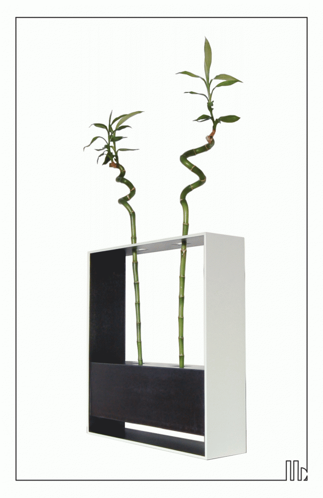 Designová váza na bambus, povrch bezbarvý lat, bílá - lesk